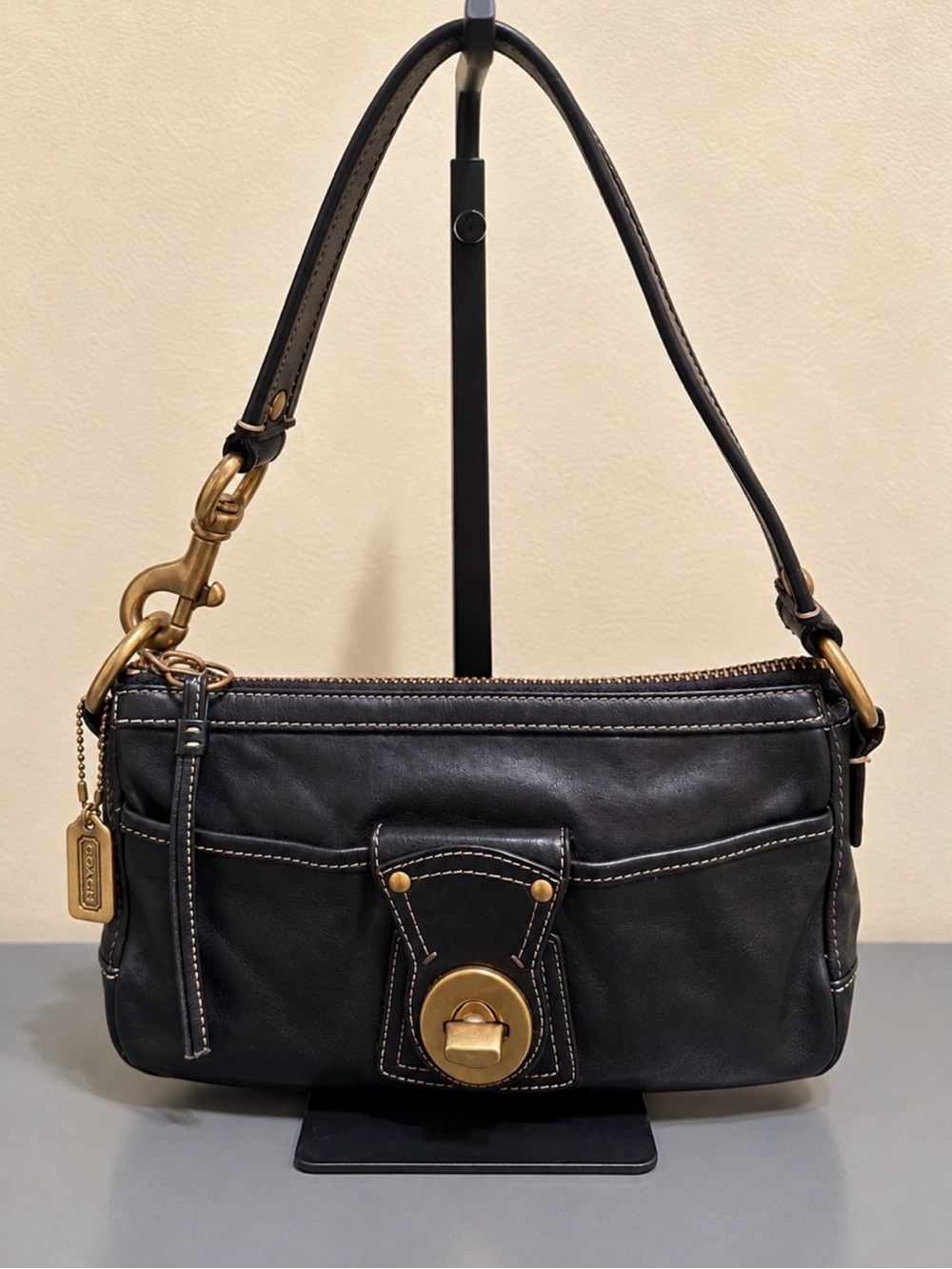 Coach Legacy 65th Anniversary Black Leather Turnlock Shoulder Bag 10326